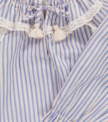 Aliane Gather Neck striped cotton blouse | Zimmermann Kids