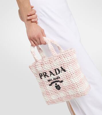 Shopper effetto rafia con logo | Prada