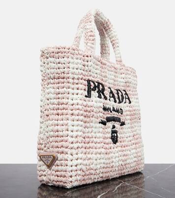Shopper effetto rafia con logo | Prada