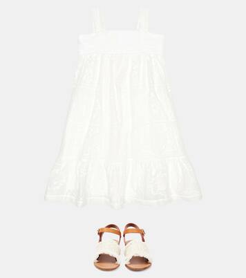 Embroidered cotton voile dress | Chloé Kids