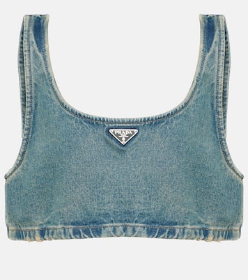 Top de denim con logo | Prada