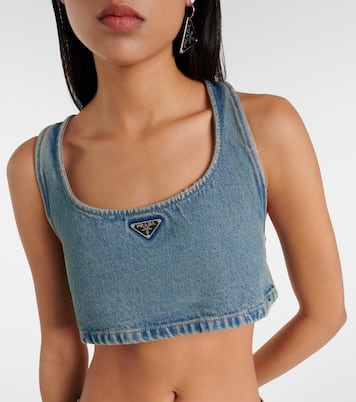 Top de denim con logo | Prada