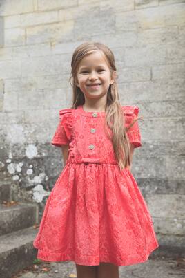 Robe en jacquard de coton à fleurs | Self-Portrait Kids