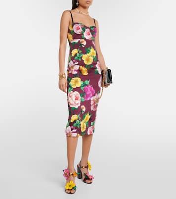 Abito midi in misto seta con stampa | Dolce&Gabbana