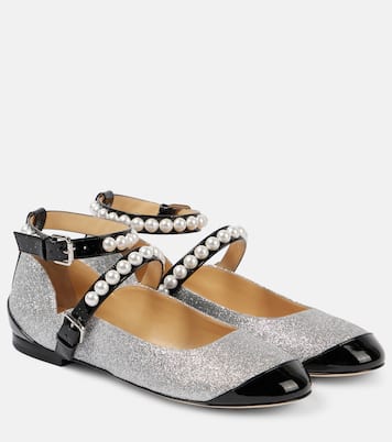 Embellished glitter Mary Jane flats | Mach & Mach