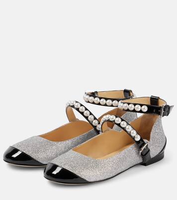 Embellished glitter Mary Jane flats | Mach & Mach