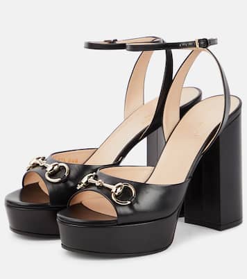 Lady Horsebit leather platform sandals | Gucci