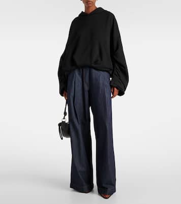 Oversized draped cotton jersey hoodie | Dries Van Noten