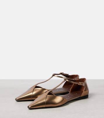 Ballerinas aus Metallic-Leder | Max Mara