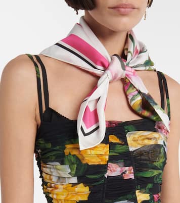 Foulard in seta con stampa floreale | Dolce&Gabbana