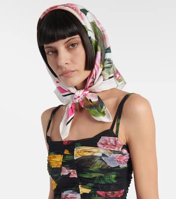 Foulard in seta con stampa floreale | Dolce&Gabbana