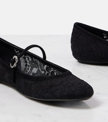 MJ皮革边饰蕾丝芭蕾舞平底鞋 | Gianvito Rossi