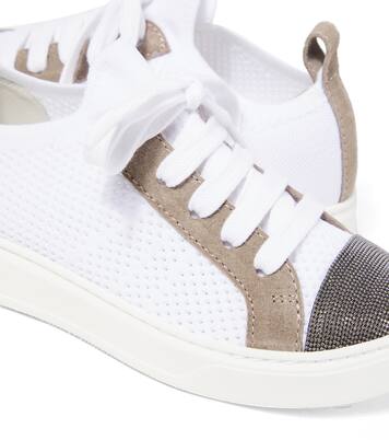 皮革边饰帆布运动鞋 | Brunello Cucinelli Kids