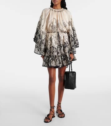 Rhiannon floral gathered silk minidress | Zimmermann