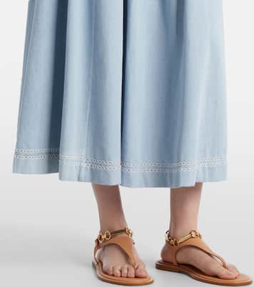 Ascension shirred denim midi skirt | Zimmermann