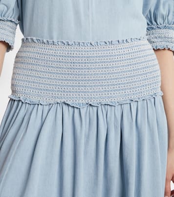 Ascension shirred denim midi skirt | Zimmermann