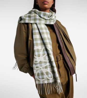 Anagram checked silk and cashmere scarf | Loewe