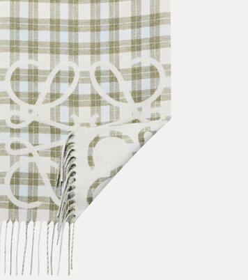 Anagram checked silk and cashmere scarf | Loewe