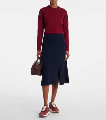 Ribbed-knit wool and cashmere midi skirt | Moncler