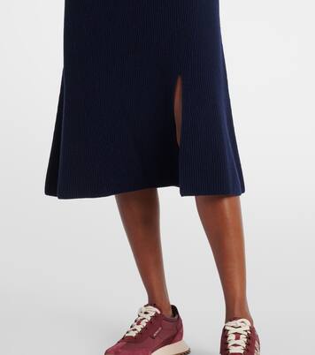 Ribbed-knit wool and cashmere midi skirt | Moncler
