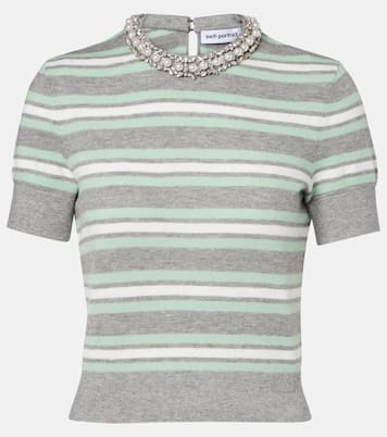 Top de lana, algodón y cachemir a rayas | Self-Portrait