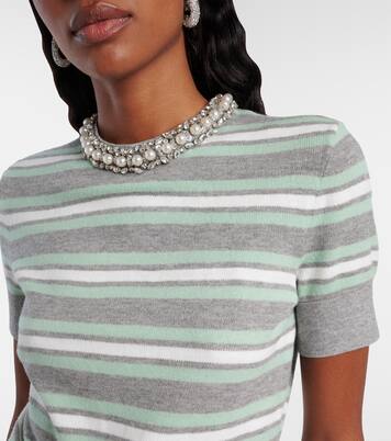 Top de lana, algodón y cachemir a rayas | Self-Portrait