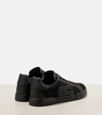 Portofino lace-trimmed leather sneakers | Dolce&Gabbana