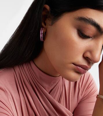 18kt rose gold hoop earrings with sapphires and amethysts | Shay Jewelry