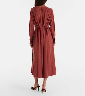 Full gathered silk canvas midi dress | Max Mara