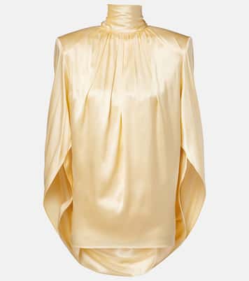 Draped silk-blend satin top | Mugler