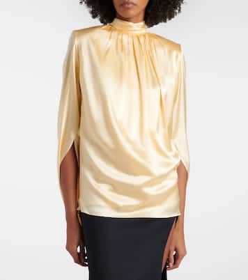 Draped silk-blend satin top | Mugler