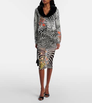 Printed ribbed-knit cardigan | Blumarine