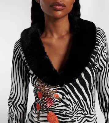 Printed ribbed-knit cardigan | Blumarine