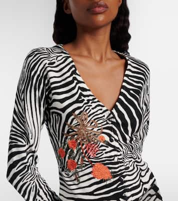 Printed ribbed-knit cardigan | Blumarine