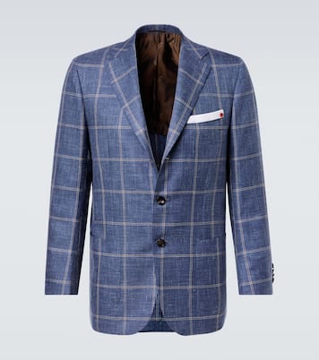 Checked cashmere, wool, silk, and linen blazer | Kiton