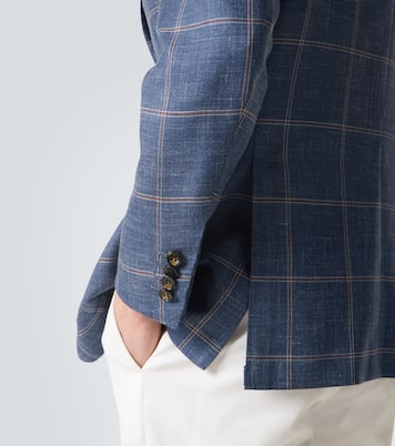 Checked cashmere, wool, silk, and linen blazer | Kiton