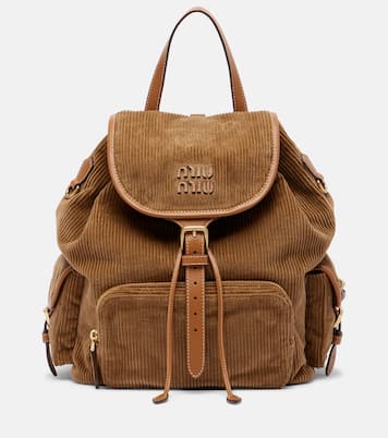 Rucksack aus Cord mit Leder | Miu Miu
