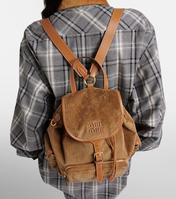 Rucksack aus Cord mit Leder | Miu Miu