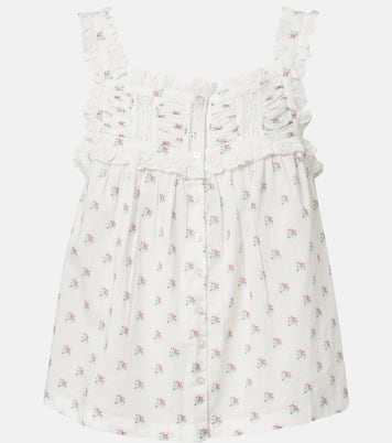 Fidella floral lace-trimmed cotton top  | Dôen