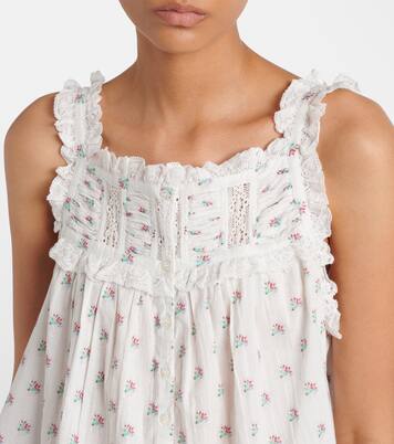 Fidella floral lace-trimmed cotton top  | Dôen
