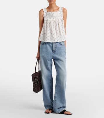 Fidella floral lace-trimmed cotton top  | Dôen
