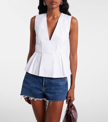 توب بيبلوم من بوبلين القطن المخلوط | Ganni