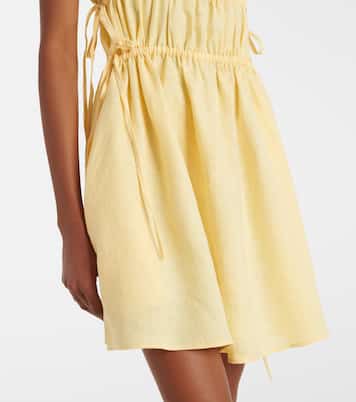 Como gathered linen minidress | Asceno