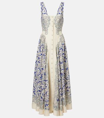 Printed linen-blend dress | Alémais