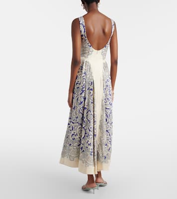 Printed linen-blend dress | Alémais