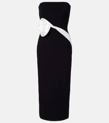 Robe midi bustier en crêpe à appliqué floral | Roland Mouret