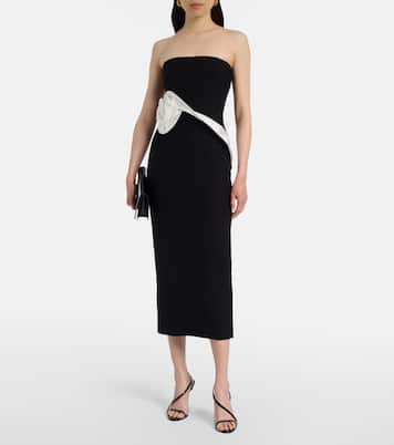 Robe midi bustier en crêpe à appliqué floral | Roland Mouret