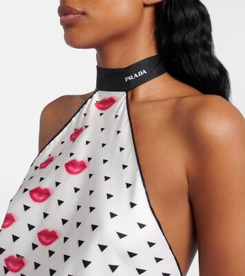 Bedrucktes Top aus Seiden-Twill | Prada