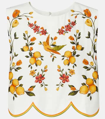 Lemon Bouquet linen-blend top | Farm Rio