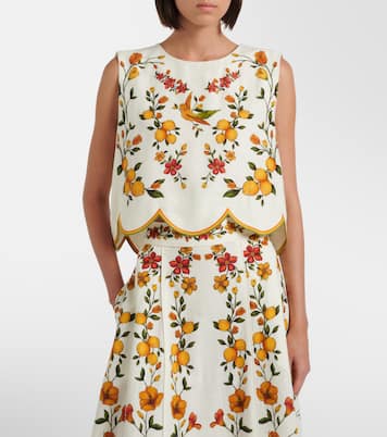 Lemon Bouquet linen-blend top | Farm Rio